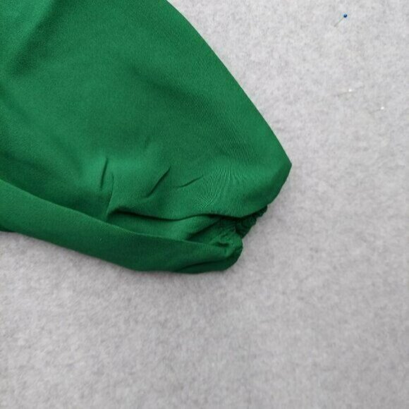 J Crew Green Puff Sleeve Keyhole Neckline Crepe Top Blouse BL711 Women Size  XSP - Picture 11 of 15